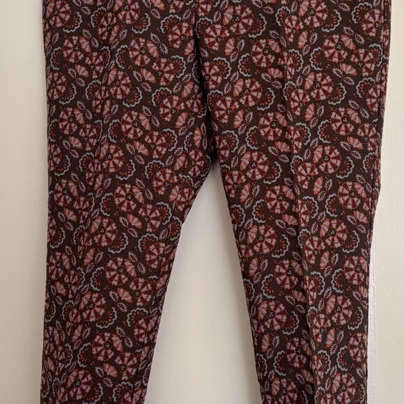 Anthropologie brown floral essential slim pants (size 12) - Picture 2 of 5